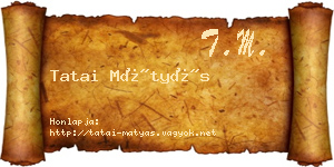 Tatai Mátyás névjegykártya